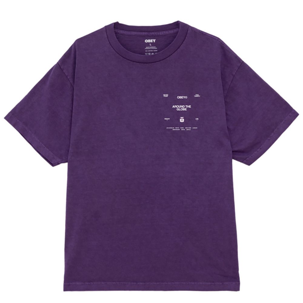 CAMISETA OBEY AROUND THE GLOBE PIGMENT IMPERIAL PURPLE | Mechanic