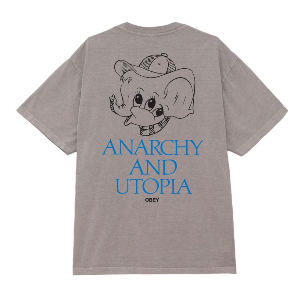 CAMISETA OBEY ANARCHY & UTOPIA PIGMENT SILVER GREY | Mechanic