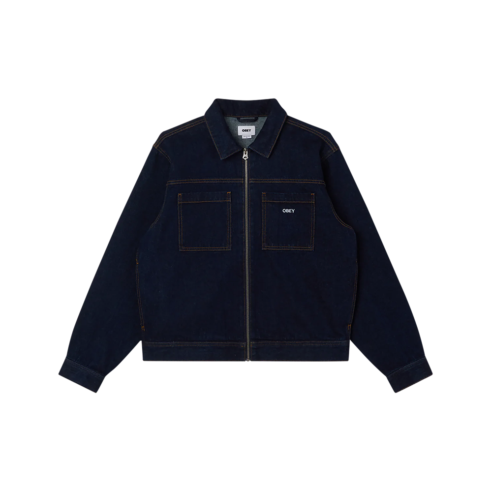 CHAQUETA OBEY ICON HARDWORK ZIP UP JACKET RINSE INDIGO | Mechanic