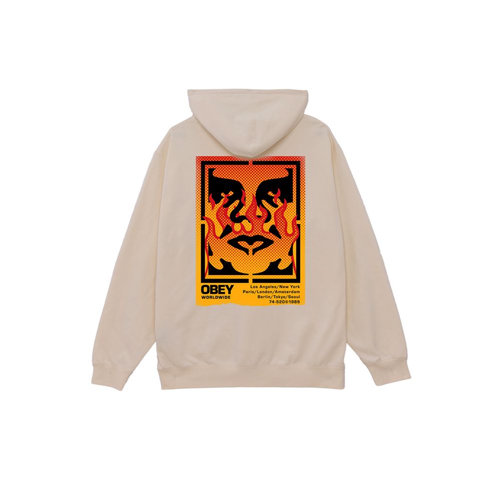 SUDADERA OBEY ICON STENCIL FLAME UNBLEACHED | Mechanic