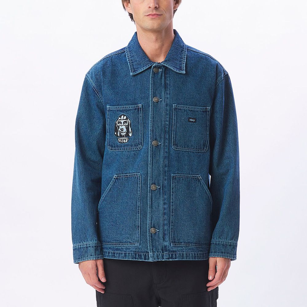 CHAQUETA OBEY HYMN JACKET STONE WASH INDIGO | Mechanic