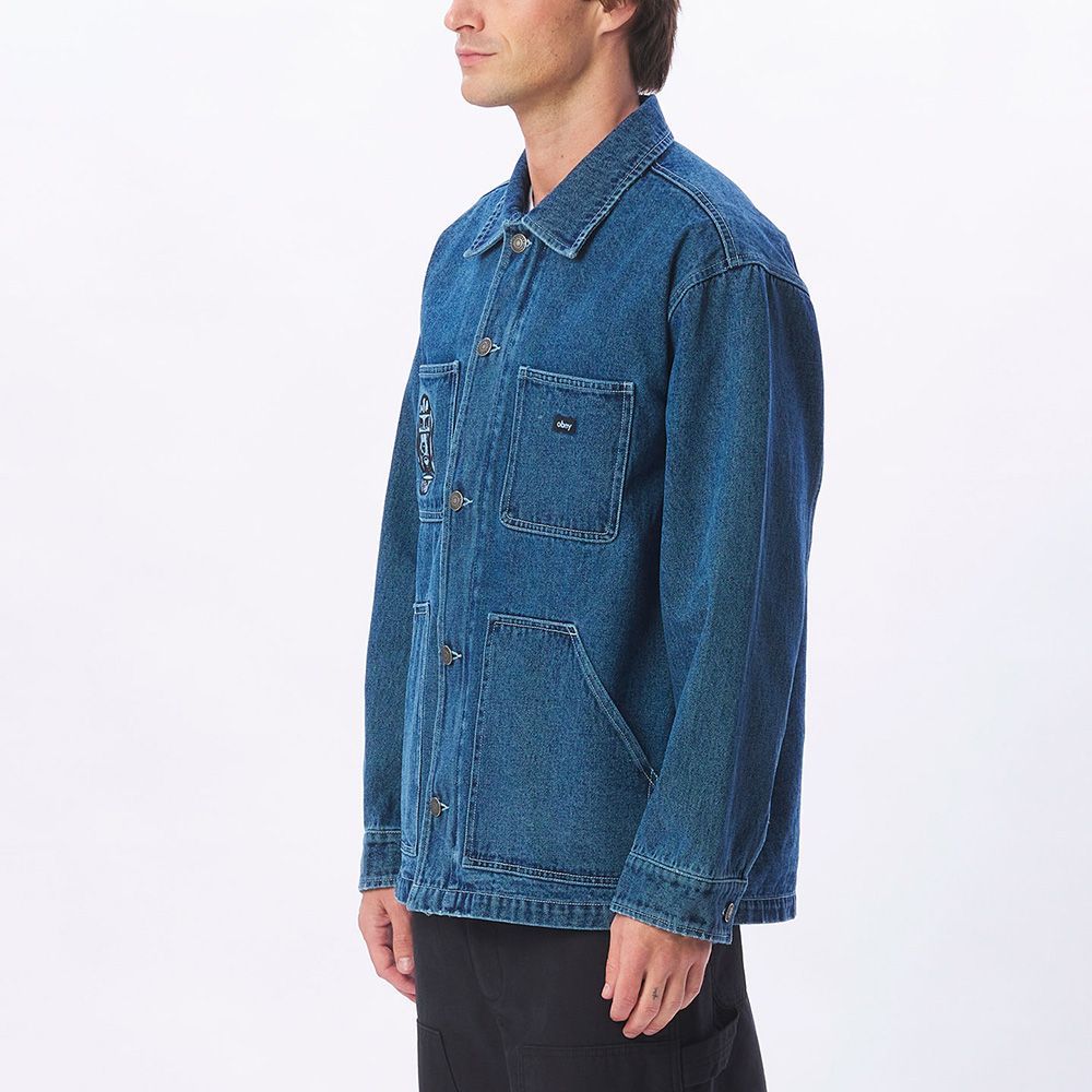CHAQUETA OBEY HYMN JACKET STONE WASH INDIGO | Mechanic